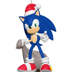 Hallmark Keepsake Christmas Ornament 2023, Sonic the Hedgehog Sonic’s Spin Attack, Gifts for Gamers(Santa Sonic)