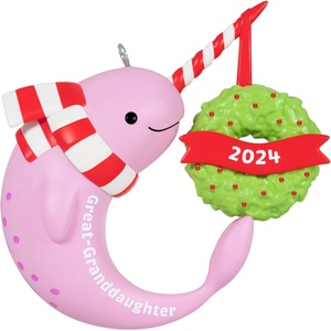 Hallmark Keepsake Christmas Ornament 2024, Great-Granddaughter Narwhal 2024, Family Gifts(2024 Great-Granddaughter Narwhal)