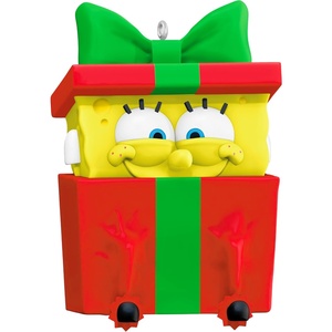 Hallmark Keepsake Christmas Ornament 2024, Nickelodeon SpongeBob SquarePants SpongeBob’s Holiday Rush, Cartoon Gifts(Sponge-Boxed for Christmas)