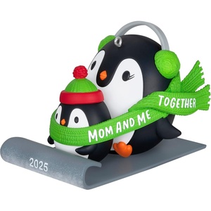 Hallmark Keepsake Christmas Ornament, Mom & Me Penguins Sledding, Year-Dated 2025(2025 Mom & Me Penguins)
