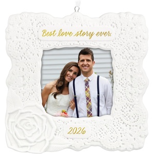 Hallmark Keepsake Christmas Ornament, Our Wedding 2025 Photo Frame, Metal, Wedding Gifts(2026 Best Love Story Ever)