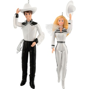 Hallmark Keepsake Christmas Ornaments, Barbie and Ken Western Stars, Set of 2, Gifts for Barbie Fans(Barbie and Ken Western Stars)