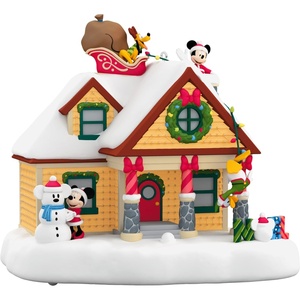Hallmark Keepsake Disney Christmas Ornament, Mickey and Minnie Sweater-Sharing Sweethearts, Gifts for Disney Fans(The Merriest House in Town)