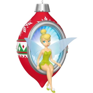 Hallmark Keepsake Disney Christmas Ornament, Tinker Bell Trimming the Tree with Tink with Light, Gifts for Disney Fans(Tinker Bell)