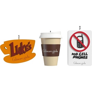 Hallmark Keepsake Mini Gilmore Girls Ornaments, Set of 3 (Luke’s Diner, Coffee Cup, No Cell Phones) Tiny Ornaments for Tabletop Tree(Gilmore Girls)