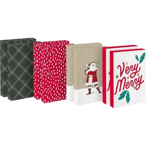 Hallmark Large Christmas Gift Boxes with Lids (8 Sweater Boxes, Rustic Santa, Plaid, “Very Merry,” Red with White Speckles) for Christmas, Holiday Parties, Hostess Gifts