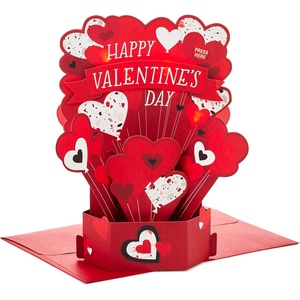 Hallmark Love Pop Up Card (Love You to the Moon and Back) Signature Paper Wonder 3D Card for Anniversary, Romantic Birthday(Pop Up Hearts  Plays Happy by Pharrell Williams)