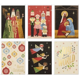 Hallmark Mahogany Religious Christmas Card (Peace, Faith, Joy) Purple and Gold Art Deco Peace Dove(Joy to the World)