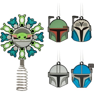 Hallmark Mini Christmas Tree Topper and Ornaments, Star Wars: The Mandalorian Miniature Tree Topper and Ornaments, Set of 5, Gifts for Star Wars Fans