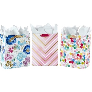 Hallmark Morgan Harper Nichols Gift Bag Bundle (2 Bags: 1 Medium 9″, 1 Large 13″) Pink, Peach, Green, Teal Floral for Birthdays, Mother’s Day, Graduations(White  Pink)