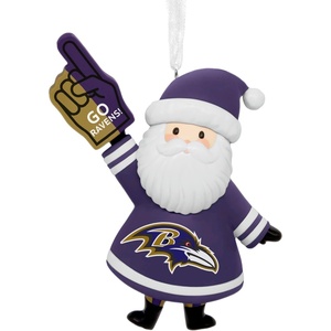 Hallmark NFL Kansas City Chiefs Bouncing Buddy Christmas Ornament(Baltimore Ravens Santa)