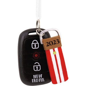 Hallmark New Driver Pastel Keychain 2023 Christmas Ornament(Striped 2023)