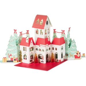 Hallmark Paper Wonder Big Pop-Up Christmas Card (Santa’s Workshop) Accordion Fold-Out Table Decoration(Santa’s Workshop)