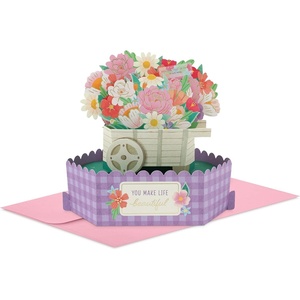 Hallmark Paper Wonder Customizable Pop Up Card (3D Flower Cart) for Mom, Sister, Aunt, Grandma, Daughter, Birthday, Thinking of You, Mother’s Day(Flower Cart)