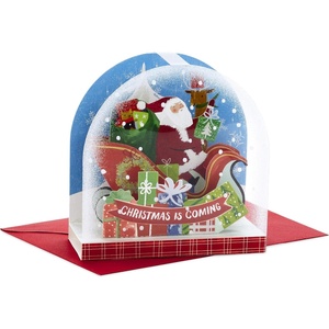 Hallmark Paper Wonder Displayable Pop Up Christmas Card (Christmas Tree)(Santa Claus Sleigh  Snow Globe Card with Envelope)