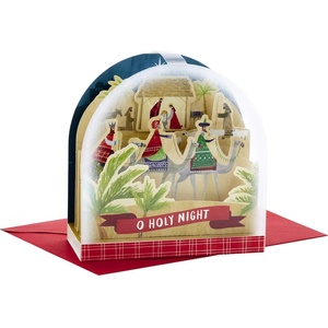 Hallmark Paper Wonder Displayable Pop Up Honeycomb Christmas Card (Angel)(Nativity Scene Snow Globe Pop Up Card)