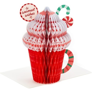 Hallmark Paper Wonder Displayable Pop Up Honeycomb Christmas Card (Hot Cocoa)(Hot Cocoa Honeycomb)