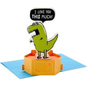 Hallmark Paper Wonder Shoebox Funny Father’s Day Pop Up Card (3D T-Rex Dinosaur, Love You This Much) for Dad, Husband, Birthday Card for Him(T-Rex)