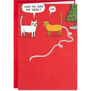 Hallmark Paper Wonder Shoebox Funny Pop Up Christmas Card (Christmas Cod Fish)(Funny Tinsel Cat Card Older Version)