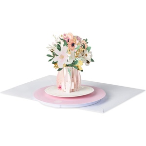 Hallmark Paper Wonder Spinning Pop-Up Floral Card with Music (Thinking of You) Pink, White and Gold Flower Bouquet(Thinking of You)
