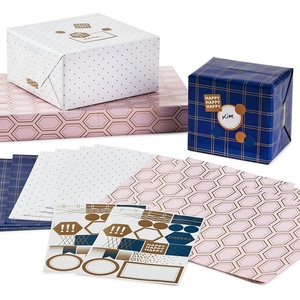 Hallmark Pink Flat Wrapping Paper Sheets with Cutlines on Reverse (12 Folded Sheets with Sticker Seals) for Valentine’s Day, Spring Flowers, Stripes, Hearts for Easter, Mother’s Day, Bridal Showers and More(Pink  Blue  Orange  Brown)