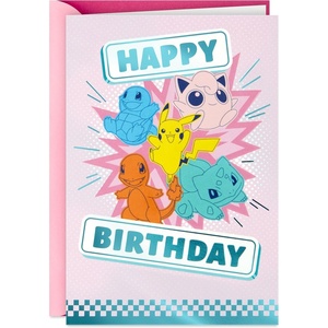 Hallmark Pokémon Birthday Card for Kid (A Champion’s Heart) Charmander, Squirtle, Pikachu(Birthday Card)