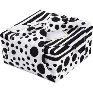 Hallmark Reusable Fabric Gift Wrap (1 Sheet: 26″ x 26″, Black and White Dots and Stripes) for Birthdays, Mother’s Day, Weddings, Engagements, Graduations and More(Natural White with Black Polka Dots and Stripes)