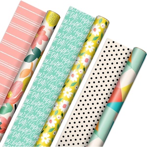 Hallmark Reversible Spring Wrapping Paper (3 Rolls: 75 Sq. Ft. Ttl) Floral, Lemons, Bright Abstract for Easter, Birthdays, Mother’s Day, Bridal Showers, Baby Showers(Reversible Pink  Yellow  Mint)