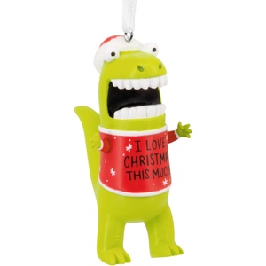 Hallmark Shoebox Christmas Ornament, Love Christmas This Much Dinosaur Ornament, Funny Gifts