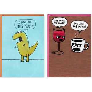 Hallmark Shoebox Funny Birthday Card (Too Old for TikTok)(T-Rex  Wine and Coffee)