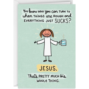 Hallmark Shoebox Funny Support Card (I’m Not As Good As Jesus) for Sympathy, Tough Times, Illness, Job Loss