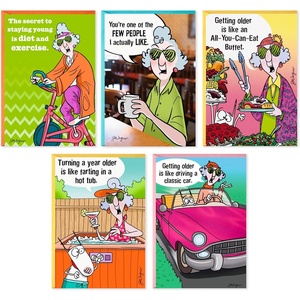 Hallmark Shoebox Maxine All Occasions Card Assortment (6 Cards with Envelopes), Model:1599RZG1001(Green)