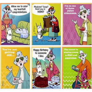 Hallmark Shoebox Maxine All Occasions Card Assortment (6 Cards with Envelopes), Model:1599RZG1001(Yellow)