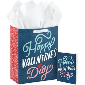 Hallmark Signature 7″ Medium Valentine’s Day Gift Bag with Tissue Paper (Heart Banner)(Blue Happy Valentine’s Day)