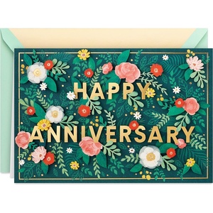 Hallmark Signature Anniversary Greeting Card (Toasting Glasses)(Flowers)