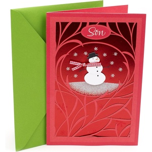 Hallmark Signature Christmas Card for Family (So Glad We’re Family)(Snowman with Red Background)