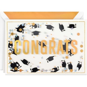 Hallmark Signature Graduation Card (Congrats, Black and Gold Confetti) for High School, College, University(Congrats Confetti)
