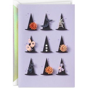 Hallmark Signature Halloween Card (Witch’s Hats with Flowers, Ghosts and Spiders)(Witching You the Best)