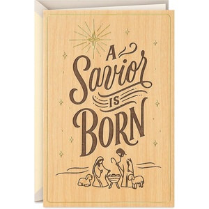 Hallmark Signature Religious Wood Christmas Card (A Savior is Born)(Wooden Card  A Savior is Born)