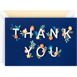 Hallmark Signature Thank You Card (Dog with Balloons) for Nurses Day, Admin Professional Day, Teacher Appreciation and More(Flowers)