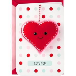 Hallmark Signature Valentines Day Card for Kids (Removable Felt Heart Ornament)