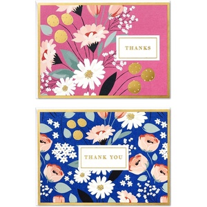 Hallmark Thank You Cards Assortment, Cactus (50 Thank You Notes with Envelopes)(Folk Floral)
