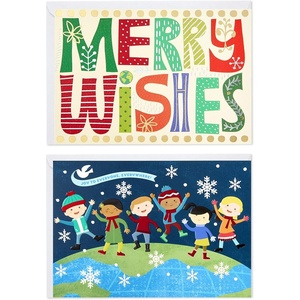 Hallmark UNICEF Boxed Christmas Cards, Peaceful Holly Tree (20 Cards and 21 Envelopes) (1XPX2032)(Merry Wishes)