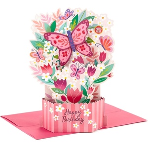 Hallmark Valentine’s Day Pop Up Card (Happy Heart Day) Signature Paper Wonder 3D Card for Friend, Spouse, Sibling(Butterflies & Flowers Birthday)