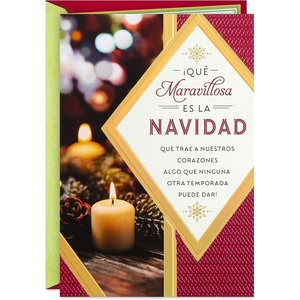 Hallmark Vida Displayable Spanish Christmas Card, Tarjeta de Navidad Española Visualizable(Feliz Navidad)(Pinecones)