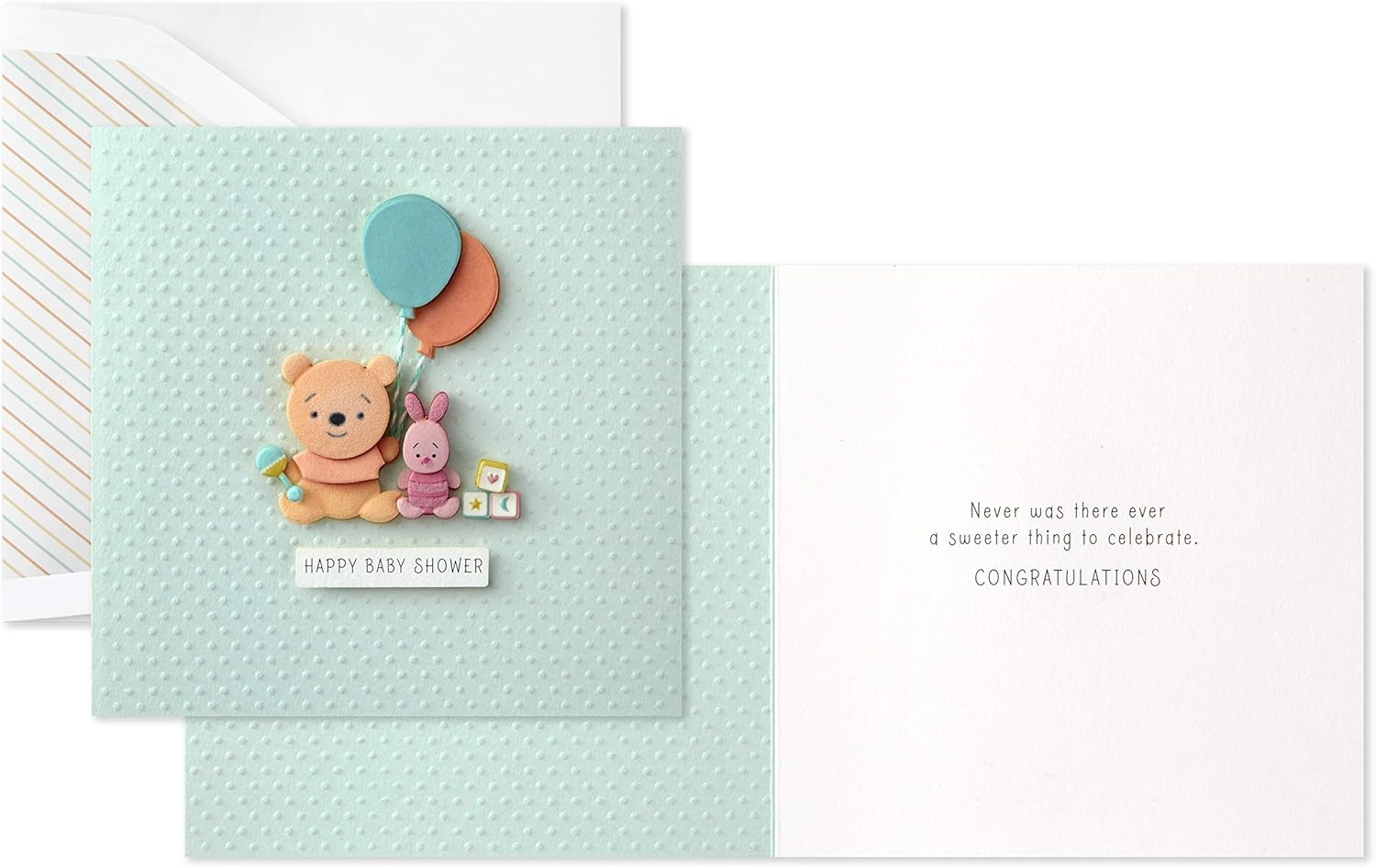 image:imageHallmark Signature Disney Baby Shower Card for New Parents Winnie the Pooh and Piglet Welcome New Baby CongratulationsAssorted Multicolor