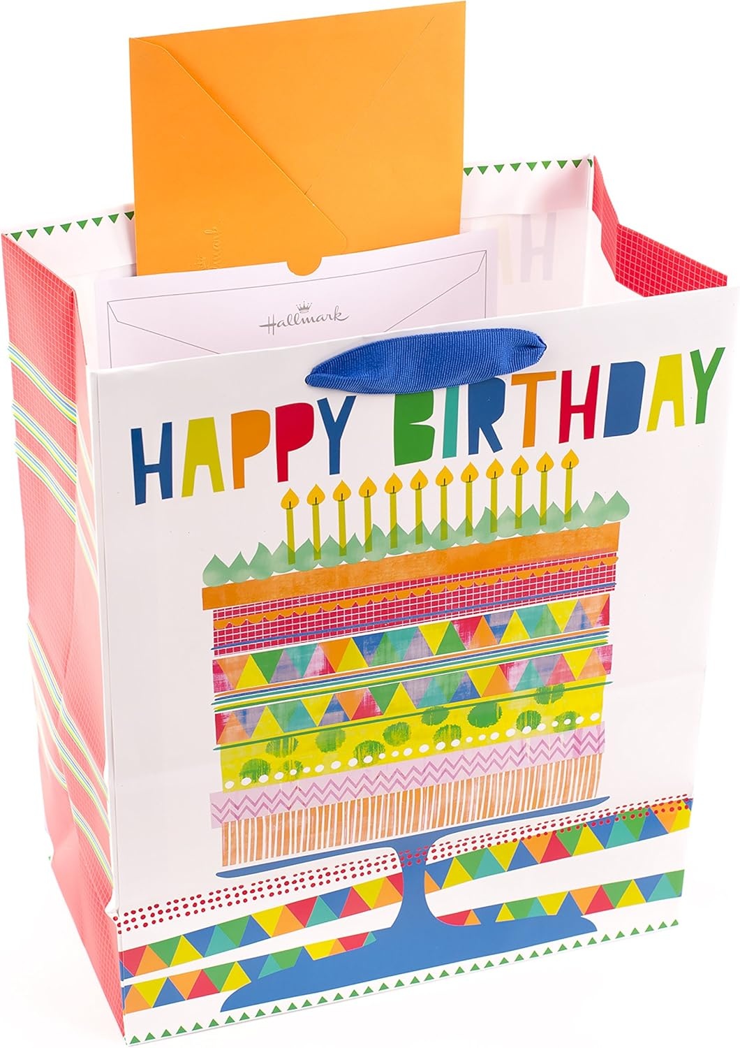 image:imageHallmark Signature Studio 10 Large Square Gift Bag with Tissue Paper Happy Birthday Teal Gray Pink Blue on WhiteBirthday Cake
