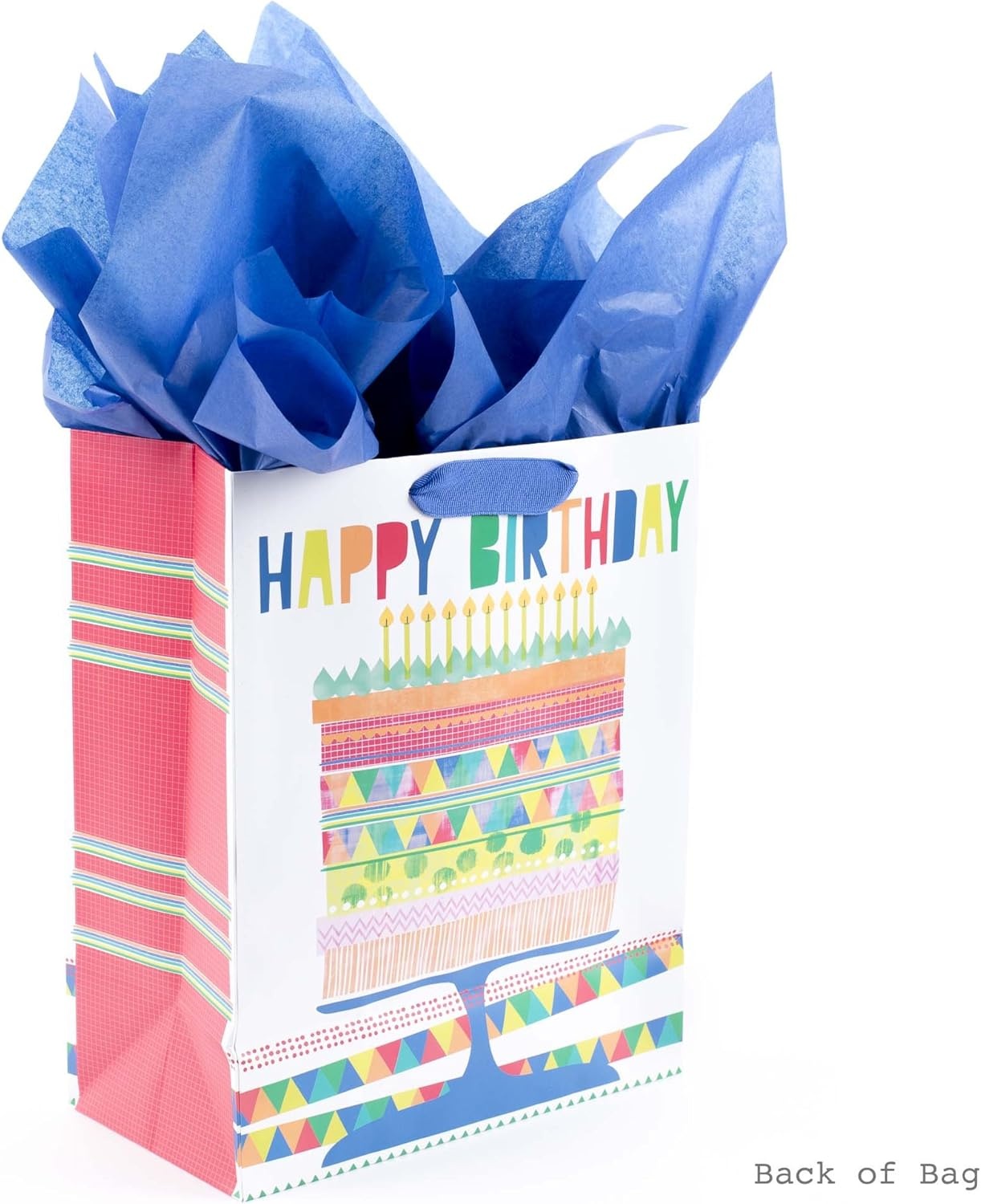 image:imageHallmark Signature Studio 10 Large Square Gift Bag with Tissue Paper Happy Birthday Teal Gray Pink Blue on WhiteBirthday Cake