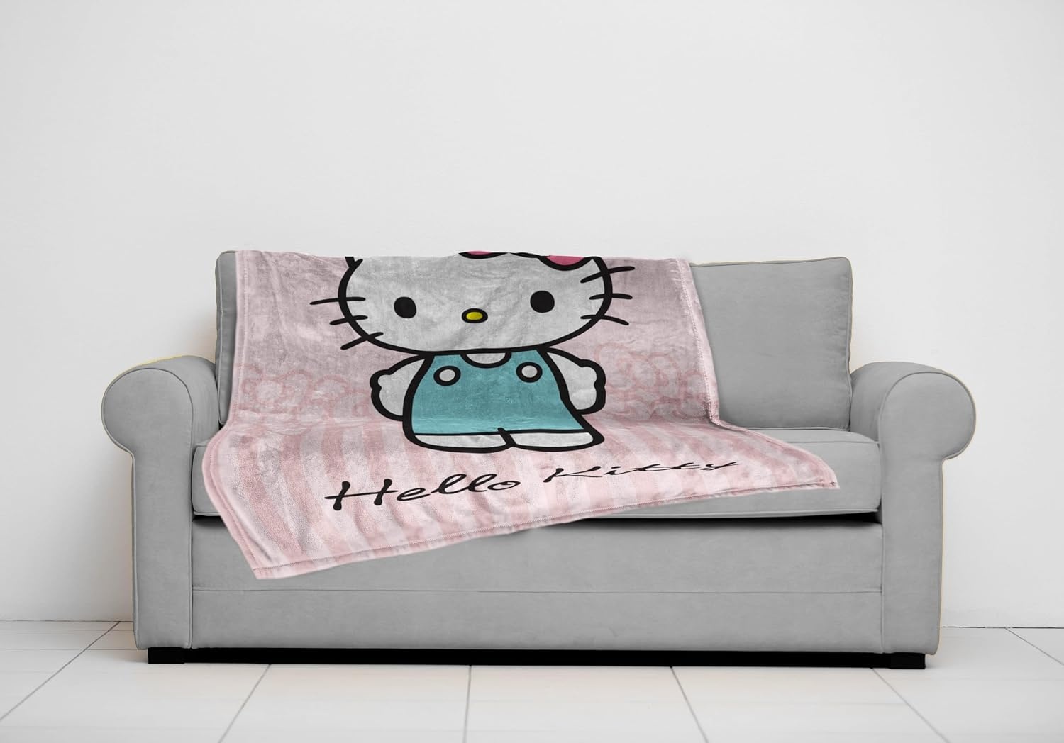 image:imageJay Franco Kids Plush Throw Blanket Soft amp Comfy 50x70 Inches Throw for Couch or Bed Cozy Home Dcor for Living Room amp Bedroom Multi Rainbow BritePink Hello Kitty
