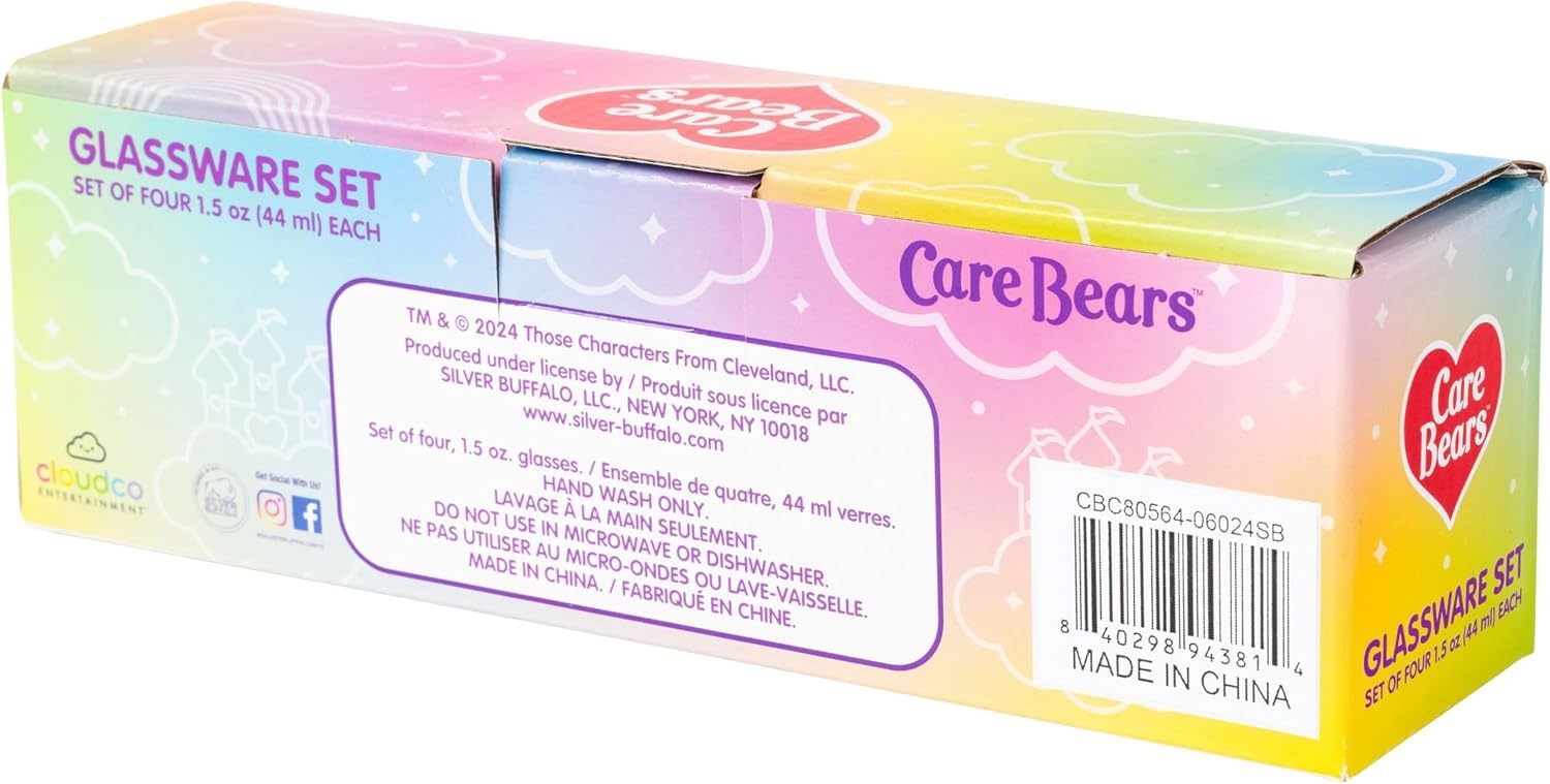 image:imageSilver Buffalo Rainbow Brite 4 Piece Mini Glass Set Featuring Starlite Twink Rainbow Brite and Puppy Brite 15 OuncesCare Bear Cousins
